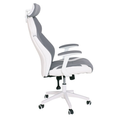 CF8300 Πολυθρόνα Γραφείου Διευθυντή, Microfiber Γκρι PU Άσπρο